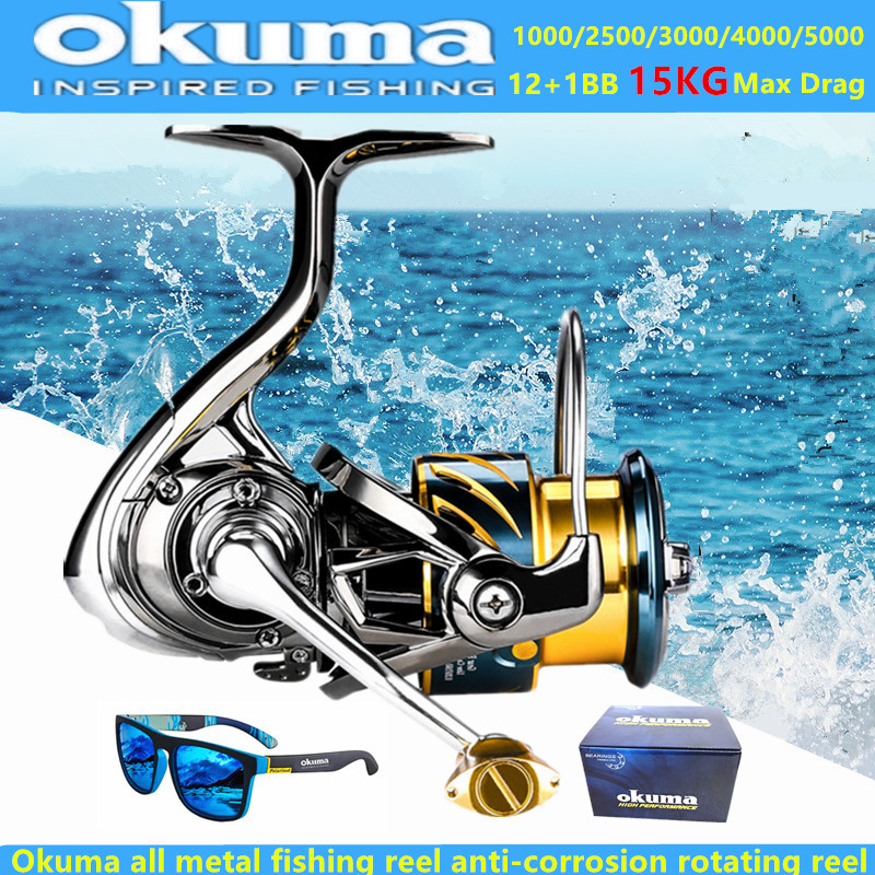 Fishing Boat Steering Wheel - Okuma Vollmetall-Angelrolle 12+1BB 15KG Max Bremskraft