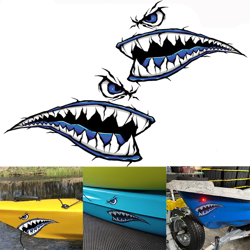 Fishing Boat Trailer - 2PCS Hai Zähne Mund Boot Aufkleber