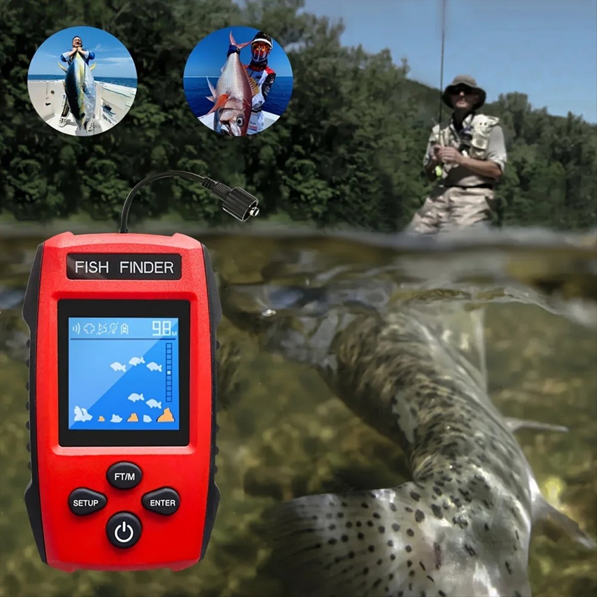 Farb-LCD-Fischfinder, kabelgeb – Fishing Boat Depth Finder Bewertung und Preis